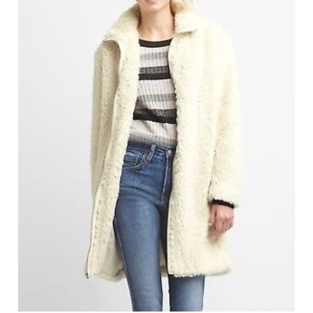 Faux fur long white coat